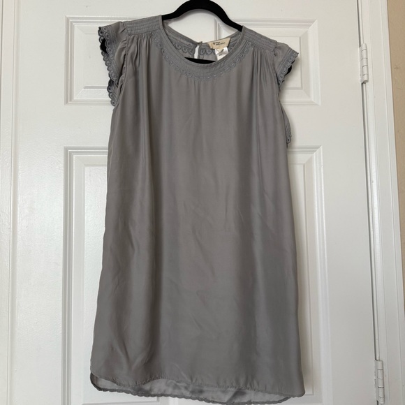 ISABEL MARANT Etoile All Silk Silver Gray Embroidered Shift Dress Size 1 Small - Picture 1 of 8